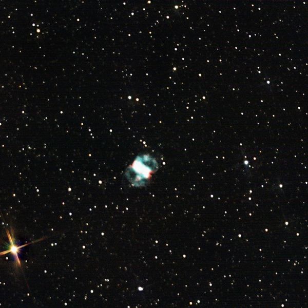 Messier 76 (Little Dumbbell Nebula) in Perseus — bipolar planetary nebula, photographed from Plau am See on 18 Oct 2025