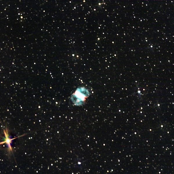 Messier 76 (Little Dumbbell Nebula) in Perseus — bipolar planetary nebula, photographed from Plau am See on 18 Oct 2025