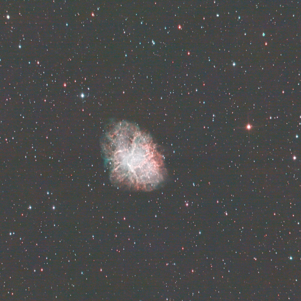Messier 1 (Crab Nebula) in Taurus — supernova remnant of SN 1054, photographed from Plau am See on 15 Dec 2025