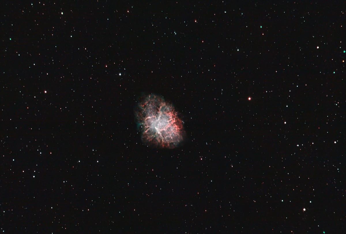 Messier 1 (Crab Nebula) in Taurus — supernova remnant of SN 1054, photographed from Plau am See on 15 Dec 2025