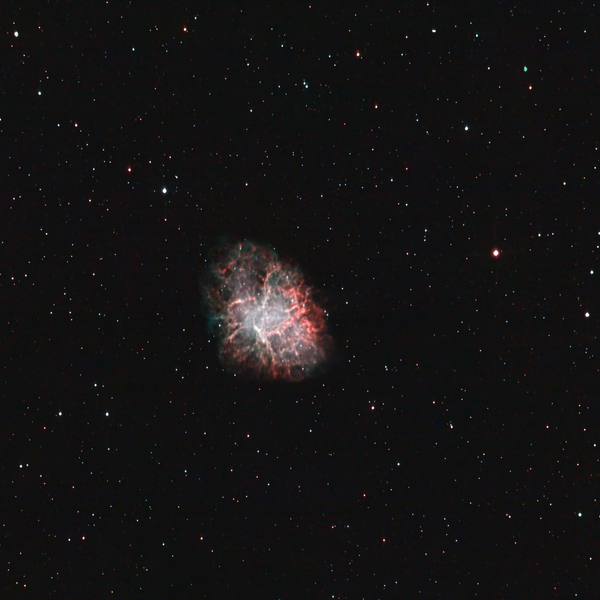 Messier 1 (Crab Nebula) in Taurus — supernova remnant of SN 1054, photographed from Plau am See on 15 Dec 2025